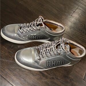 Jimmy Choo Silver Liquid Mirror Women's Sneakers SZ 10
